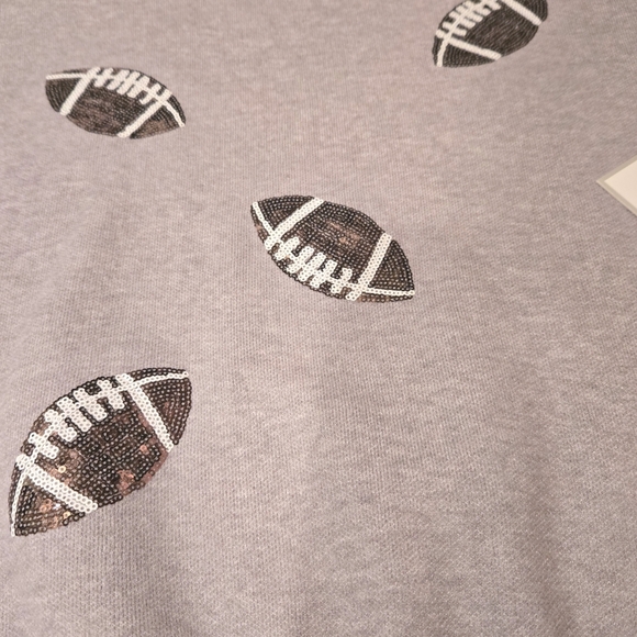 Calligraphie Women Sweater Gray Football Size M sequin superbowl NWT - Picture 5 of 10